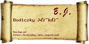 Bodiczky Jákó névjegykártya